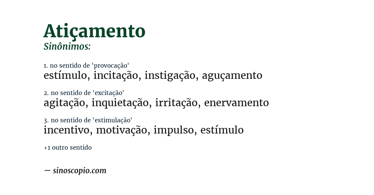 Sinônimo de atiçamento