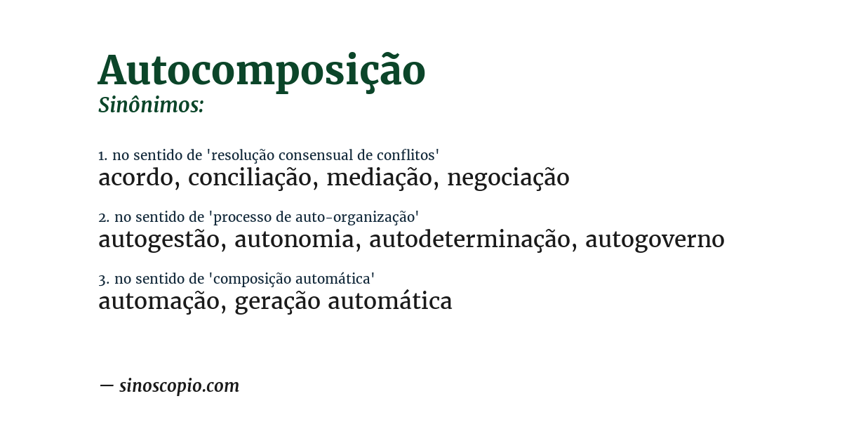 Sinônimo de autocomposição
