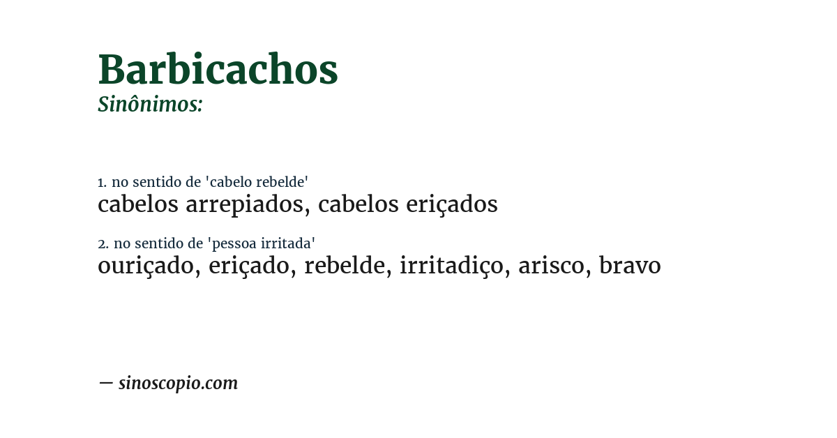 Sinônimo de barbicachos