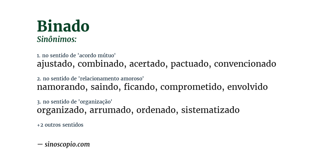 Sinônimo de binado