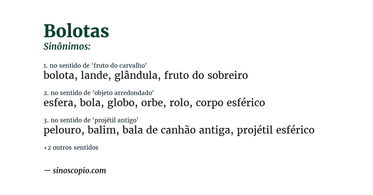 Sinônimo de bolotas