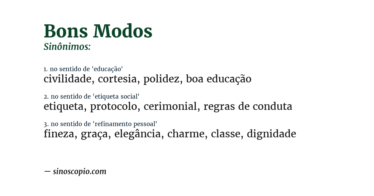 Sinônimo de bons modos