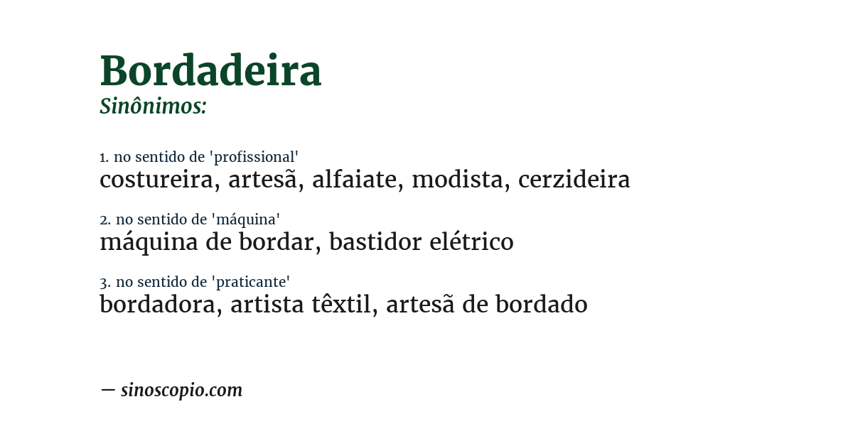Sinônimo de bordadeira