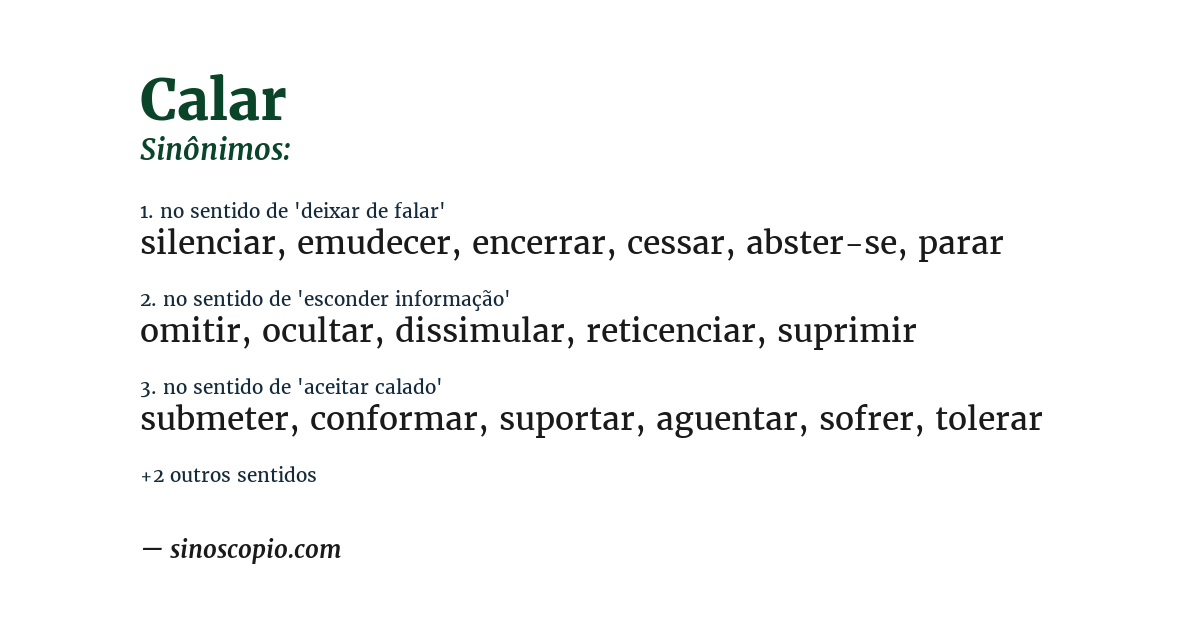 Sinônimo de calar