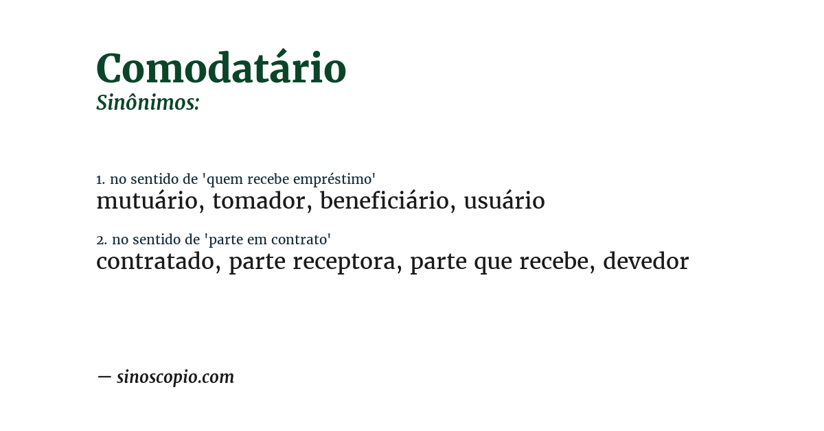 Sinônimo de comodatário