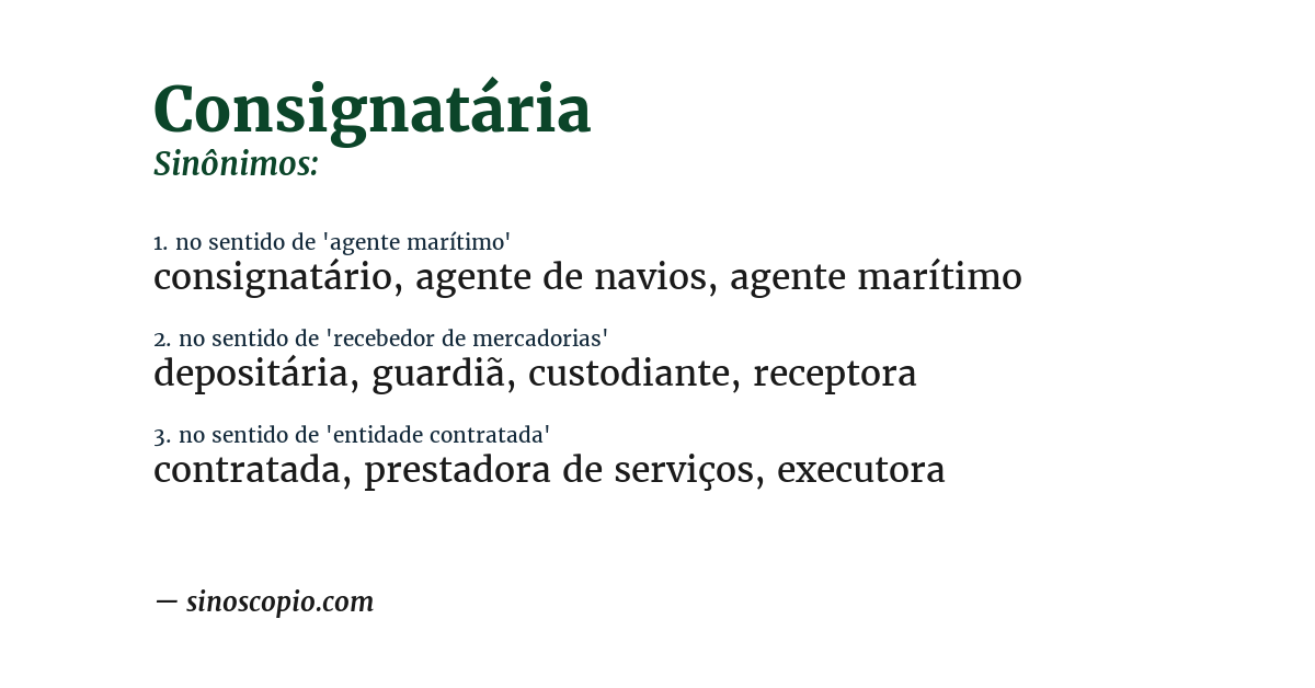 Sinônimo de consignatária