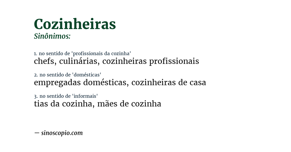 Sinônimo de cozinheiras