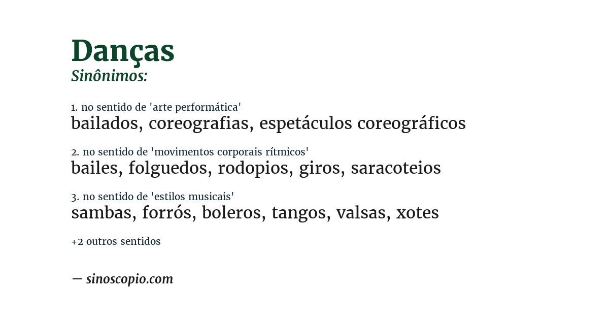 Sinônimo de danças