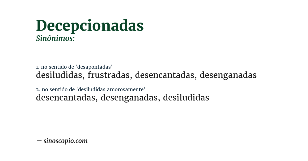 Sinônimo de decepcionadas