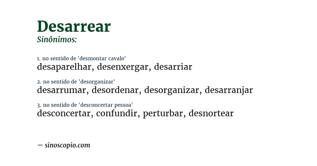 Sinônimo de desarrear