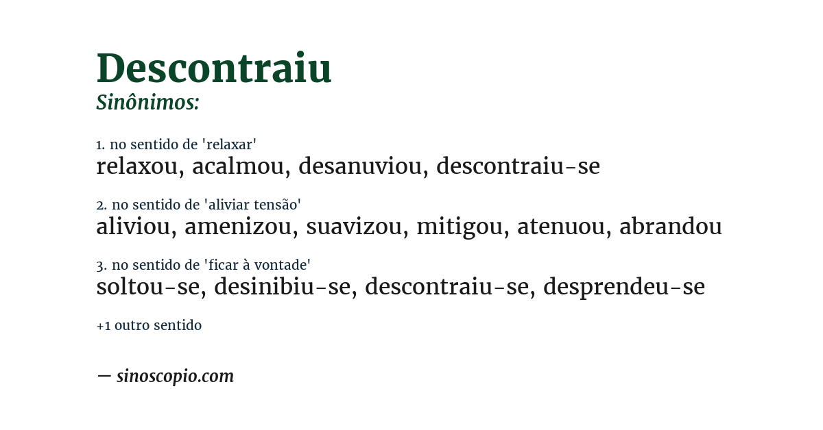 Sinônimo de descontraiu