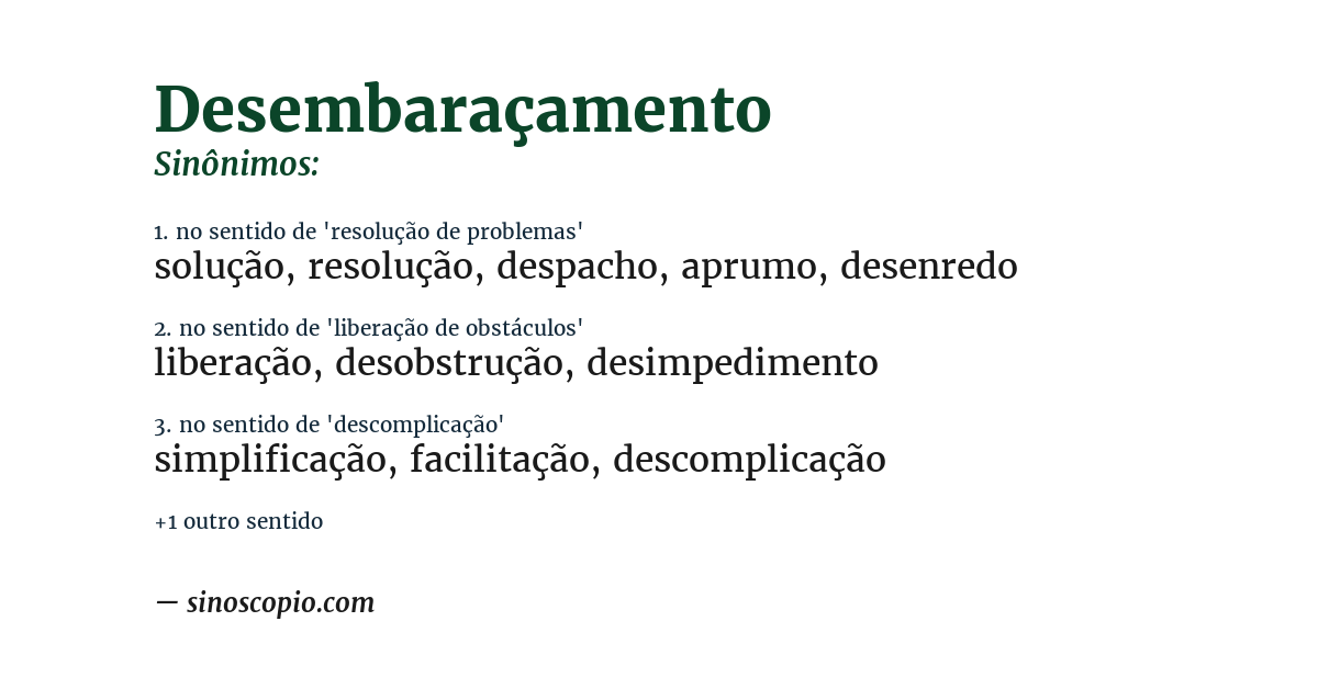 Sinônimo de desembaraçamento