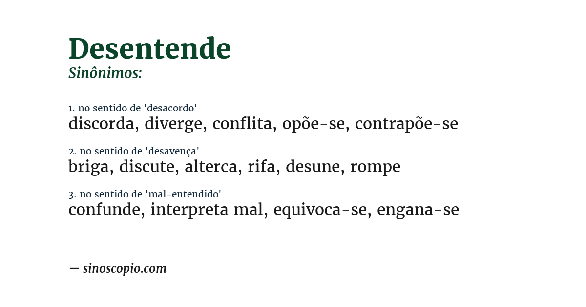 Sinônimo de desentende