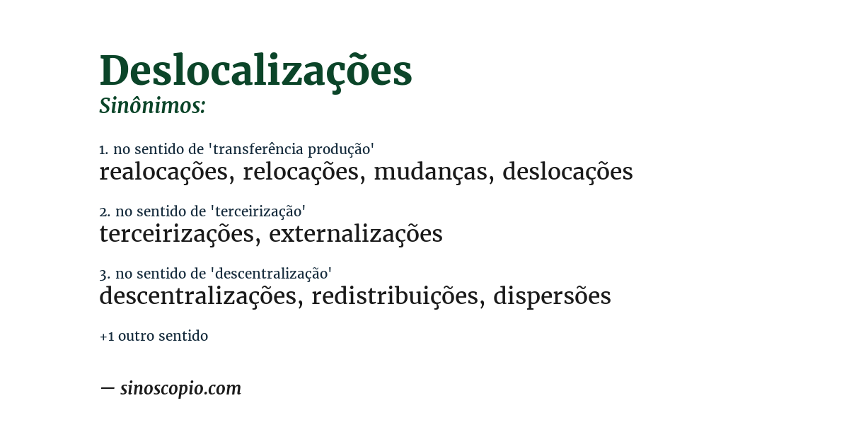 Sinônimo de deslocalizações