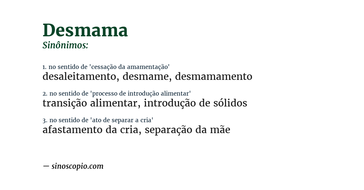 Sinônimo de desmama