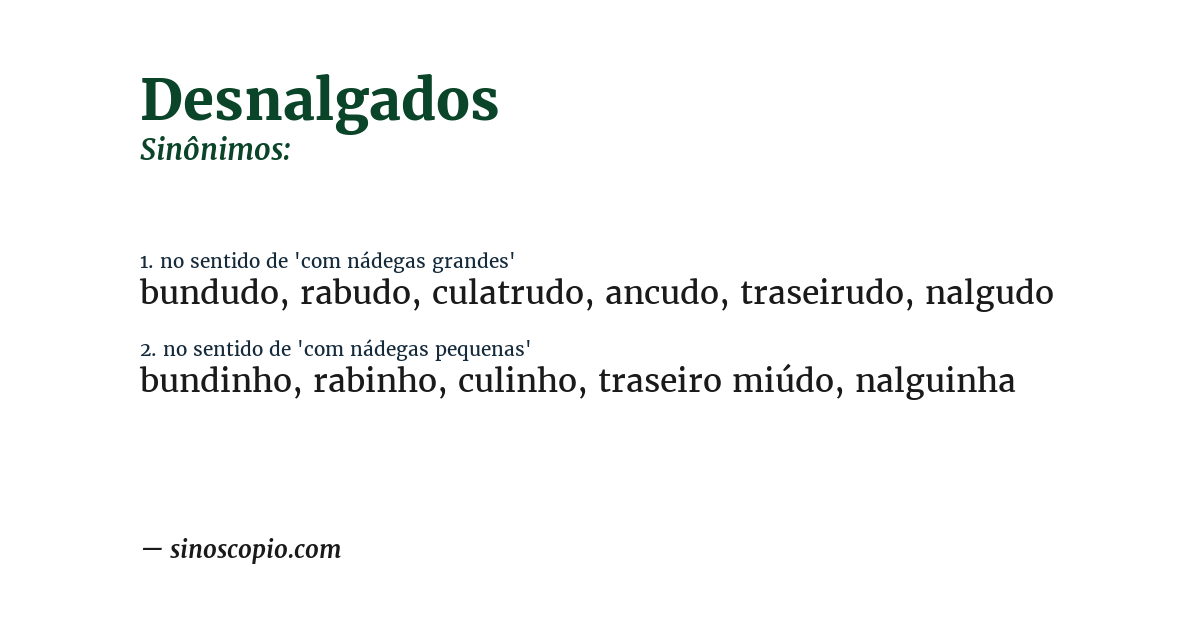 Sinônimo de desnalgados
