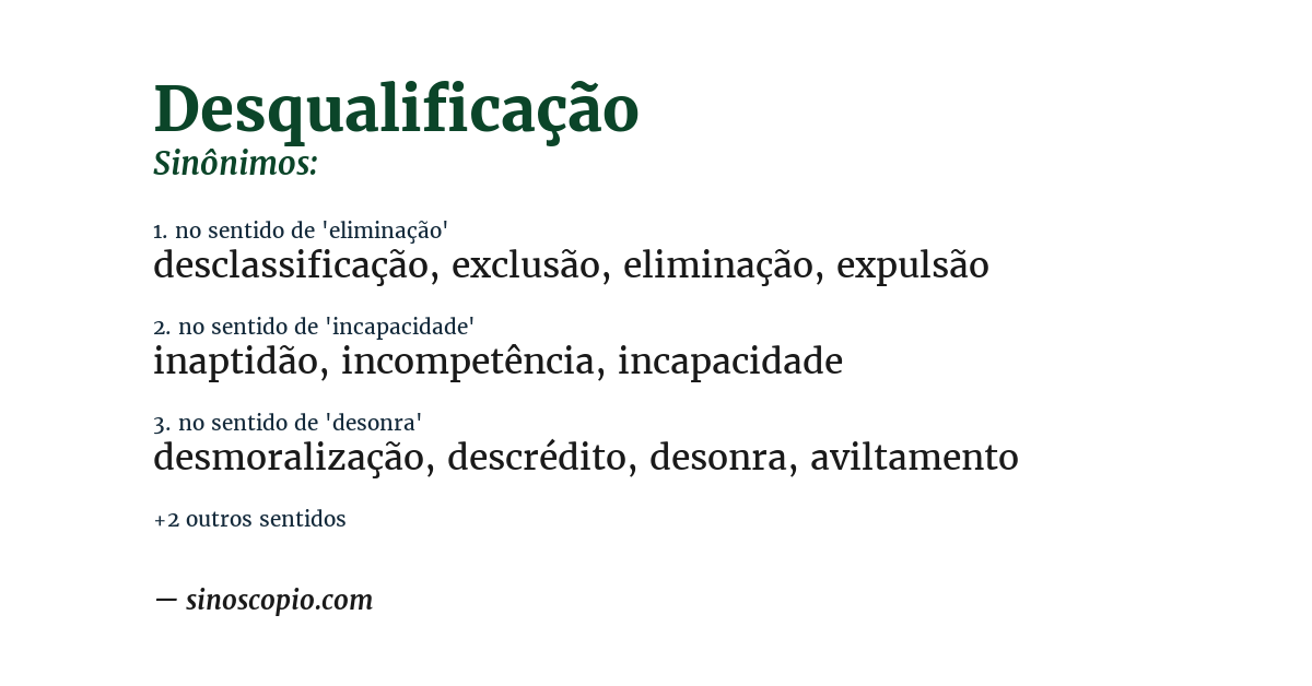 Sinônimo de desqualificação