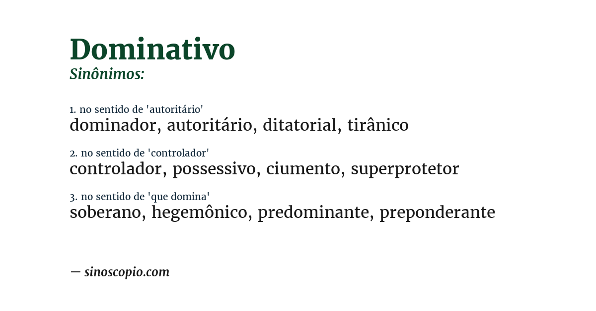 Sinônimo de dominativo