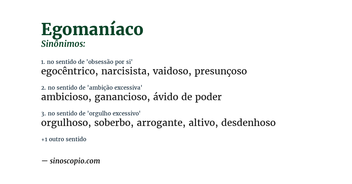 Sinônimo de egomaníaco