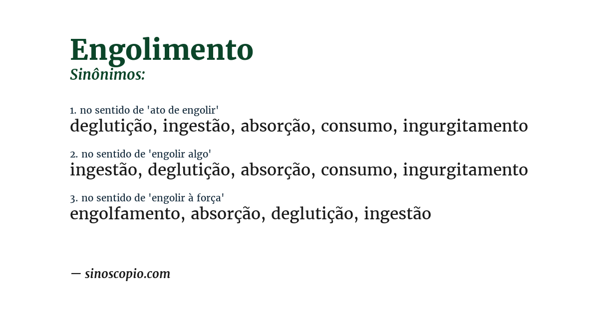 Sinônimo de engolimento