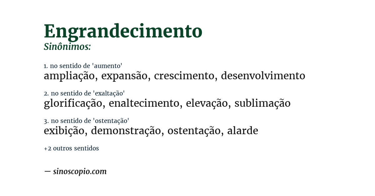 Sinônimo de engrandecimento