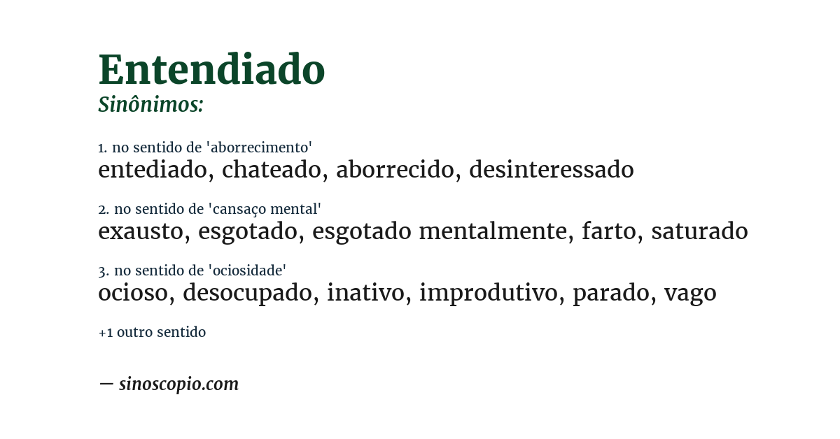 Sinônimo de entendiado