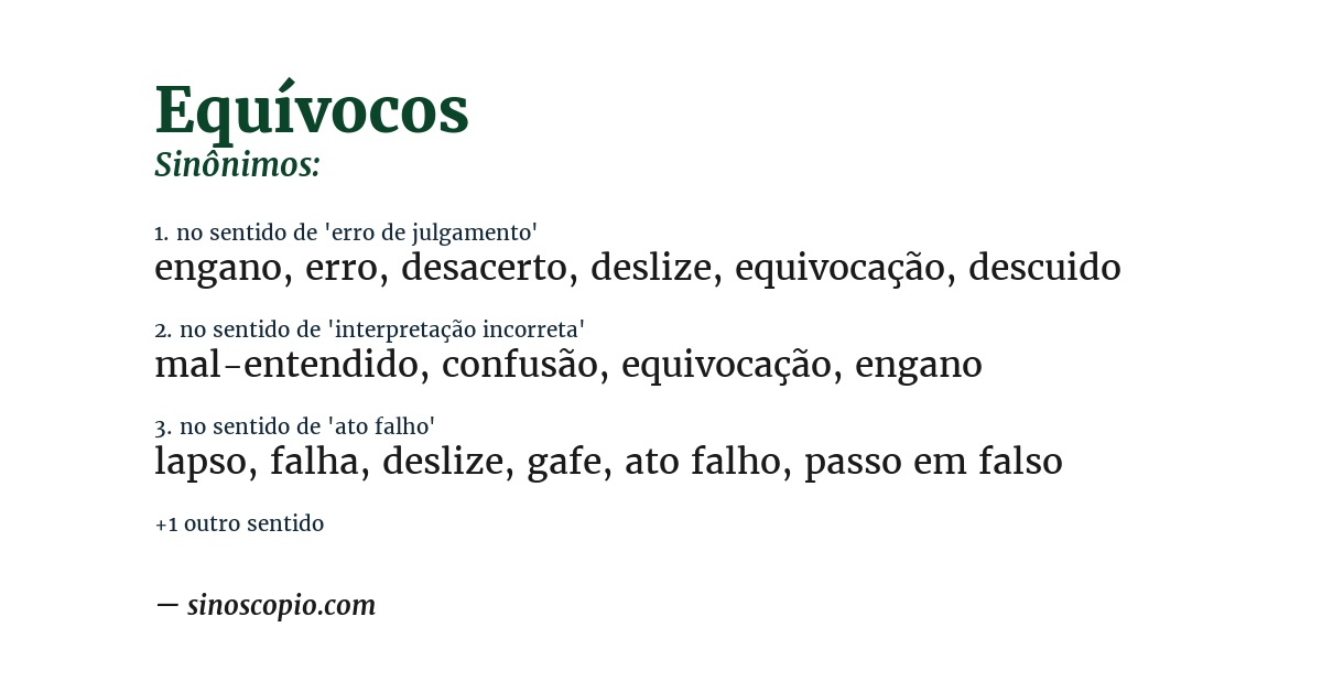Sinônimo de equívocos
