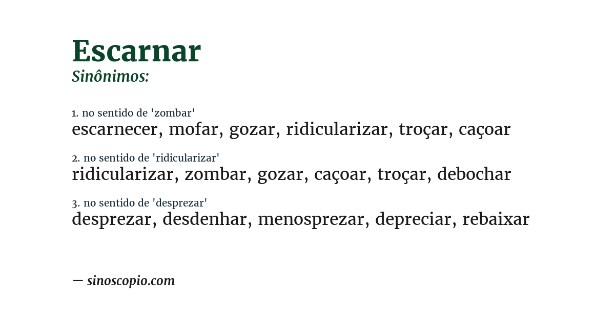 Sinônimo de escarnar