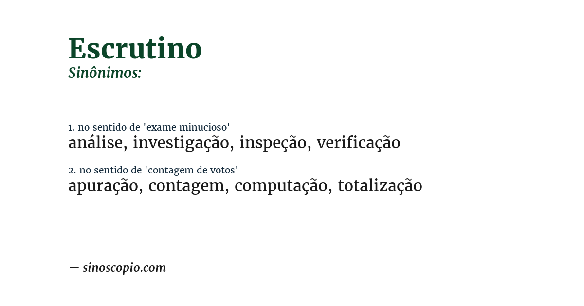 Sinônimo de escrutino