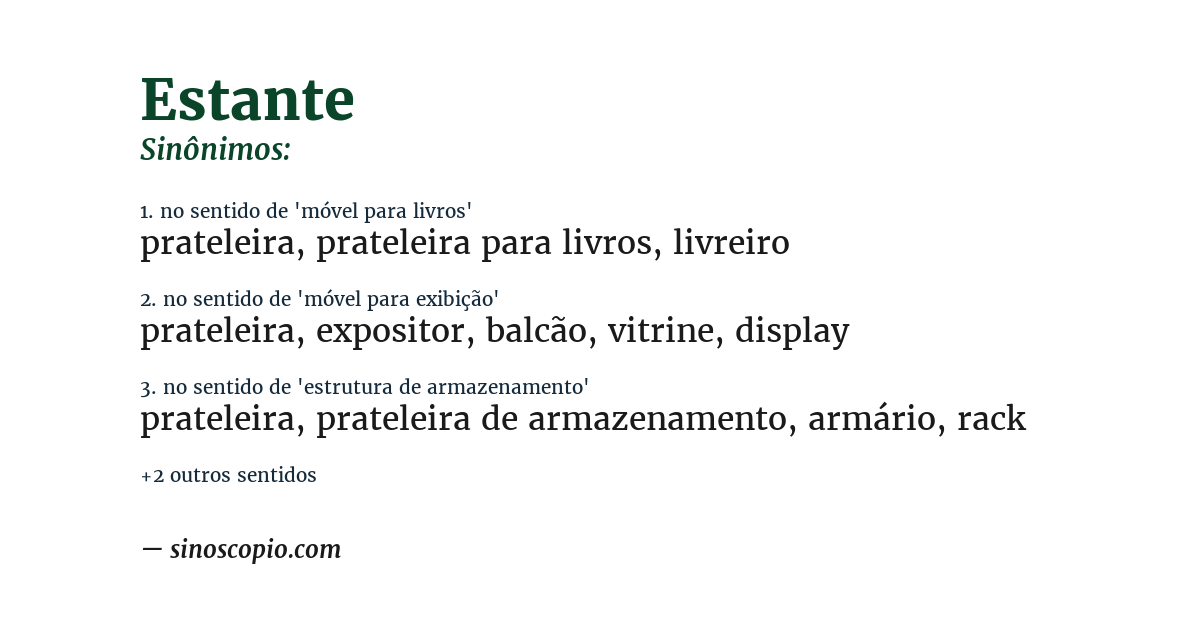 Sinônimo de estante