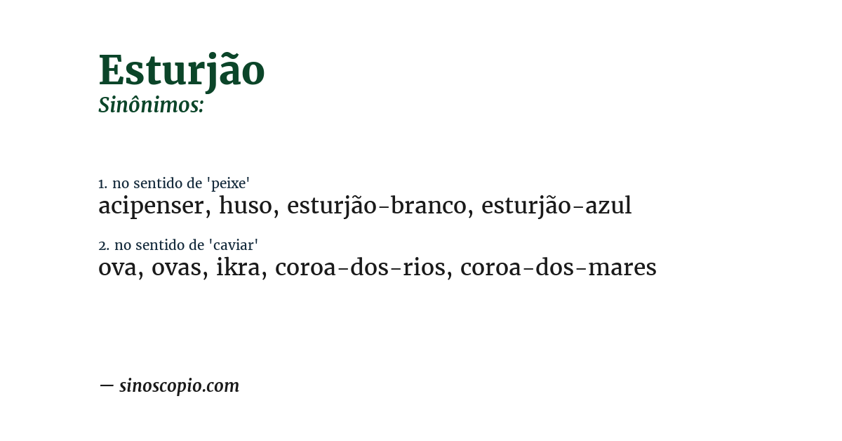 Sinônimo de esturjão