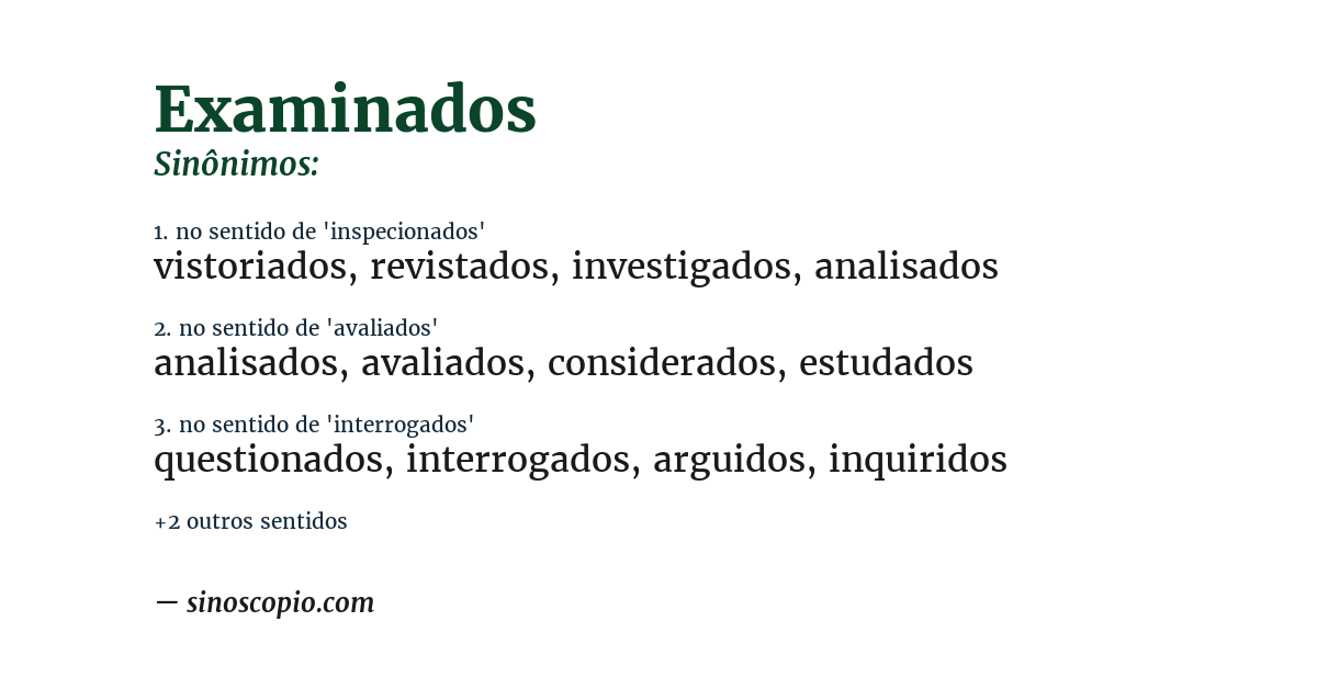 Sinônimo de examinados