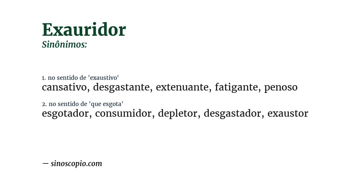 Sinônimo de exauridor
