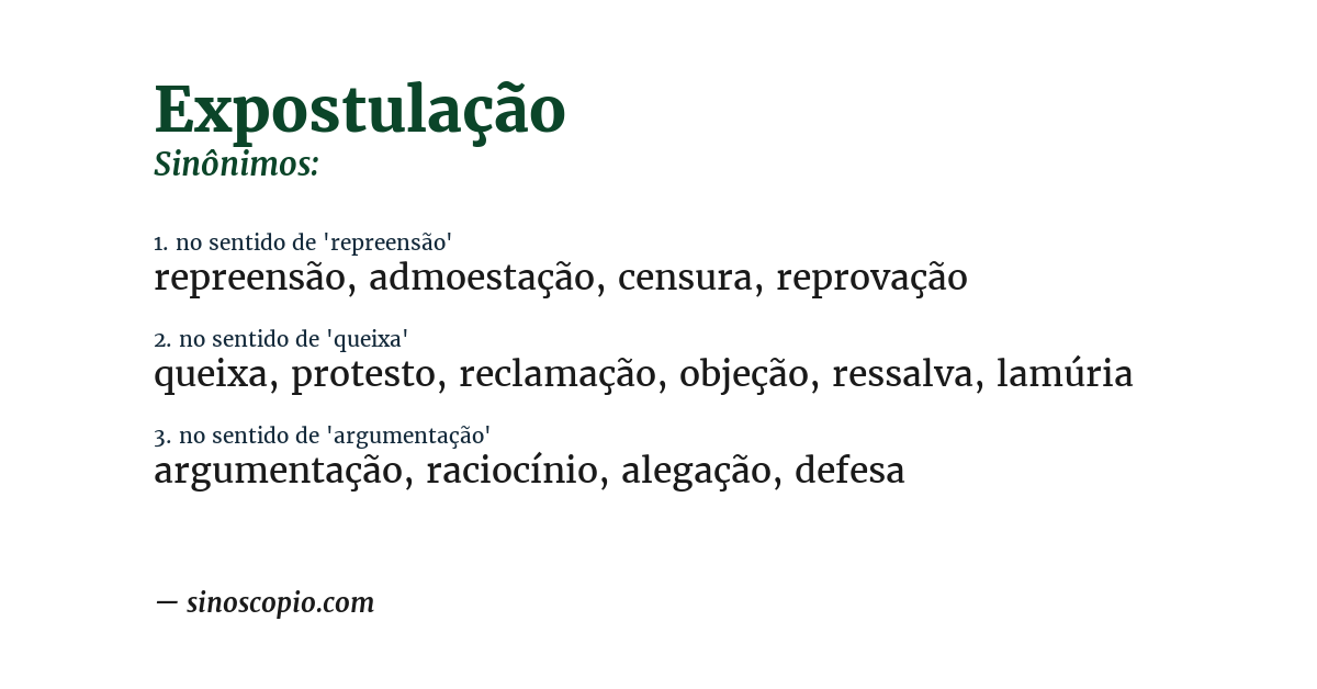 Sinônimo de expostulação