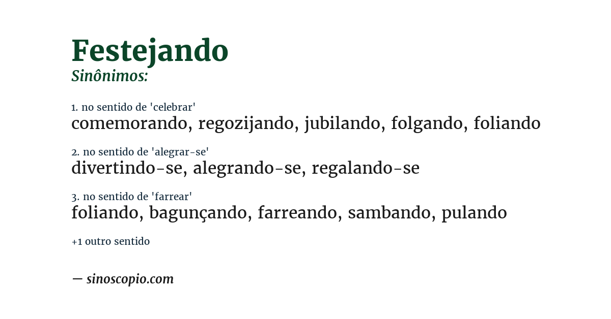 Sinônimo de festejando