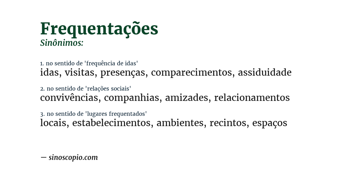 Sinônimo de frequentações