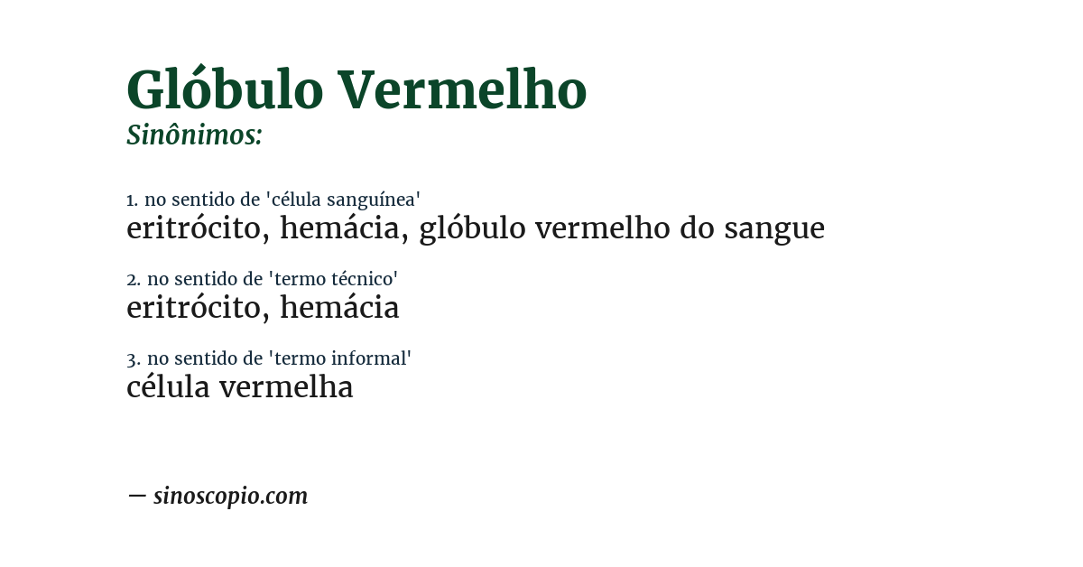 Sinônimo de glóbulo vermelho