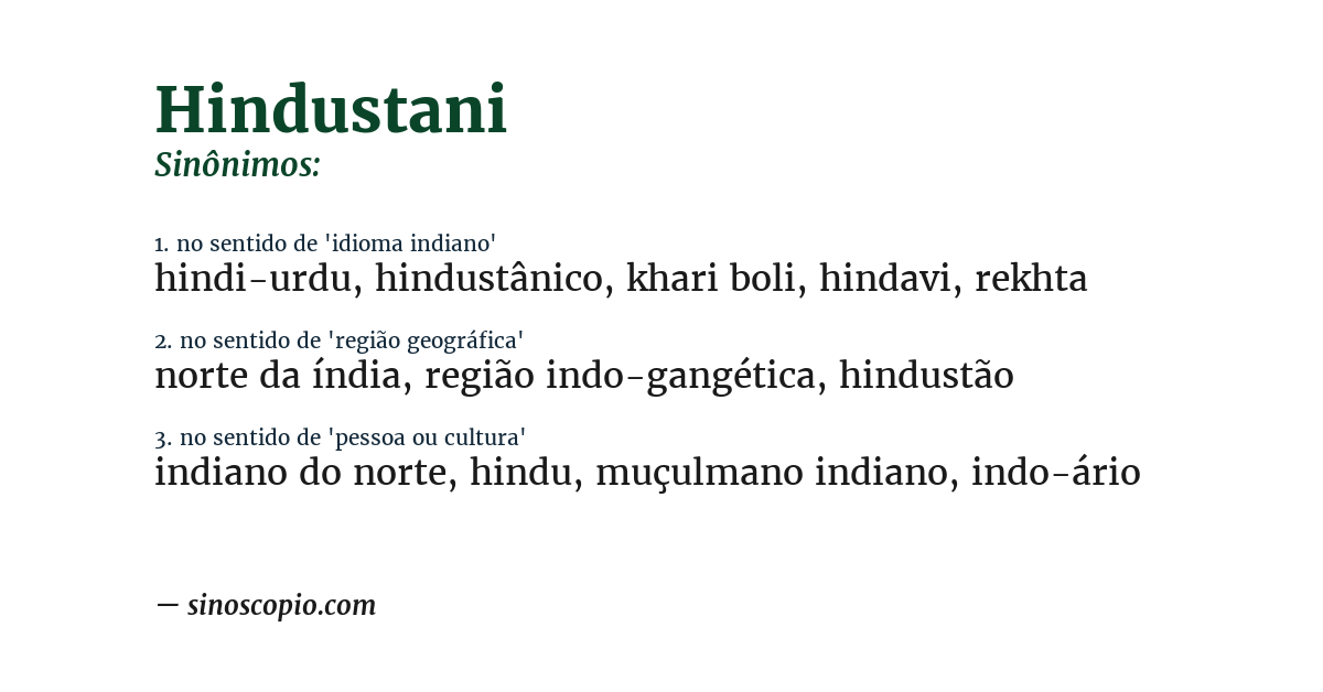 Sinônimo de hindustani