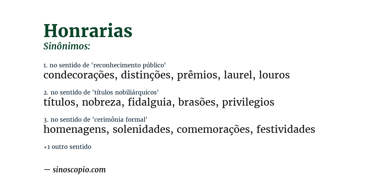 Sinônimo de honrarias