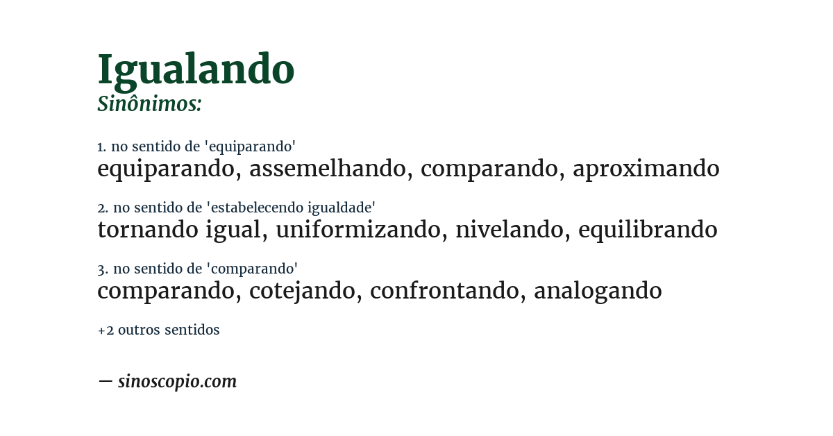 Sinônimo de igualando