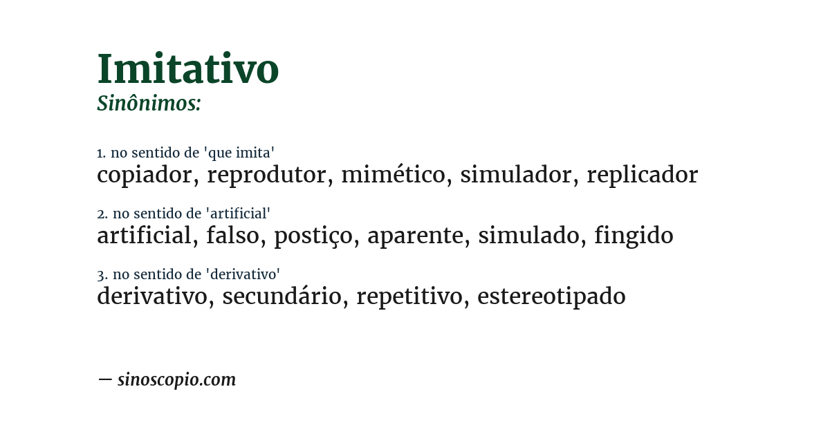 Sinônimo de imitativo