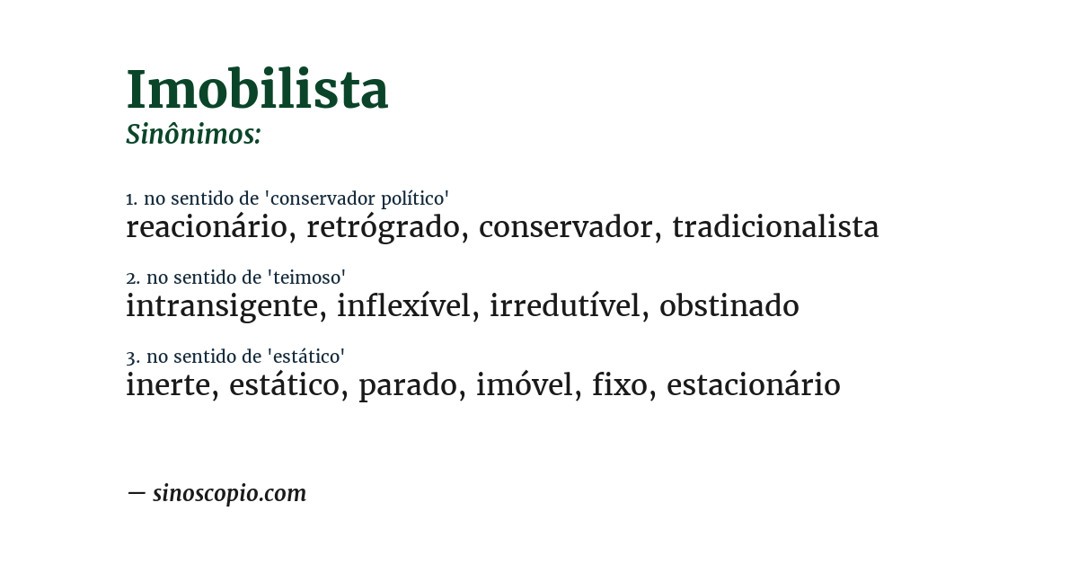 Sinônimo de imobilista