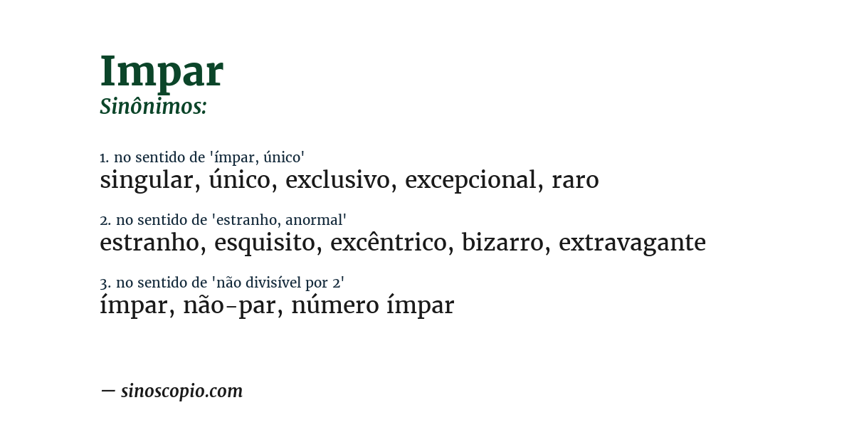 Sinônimo de impar