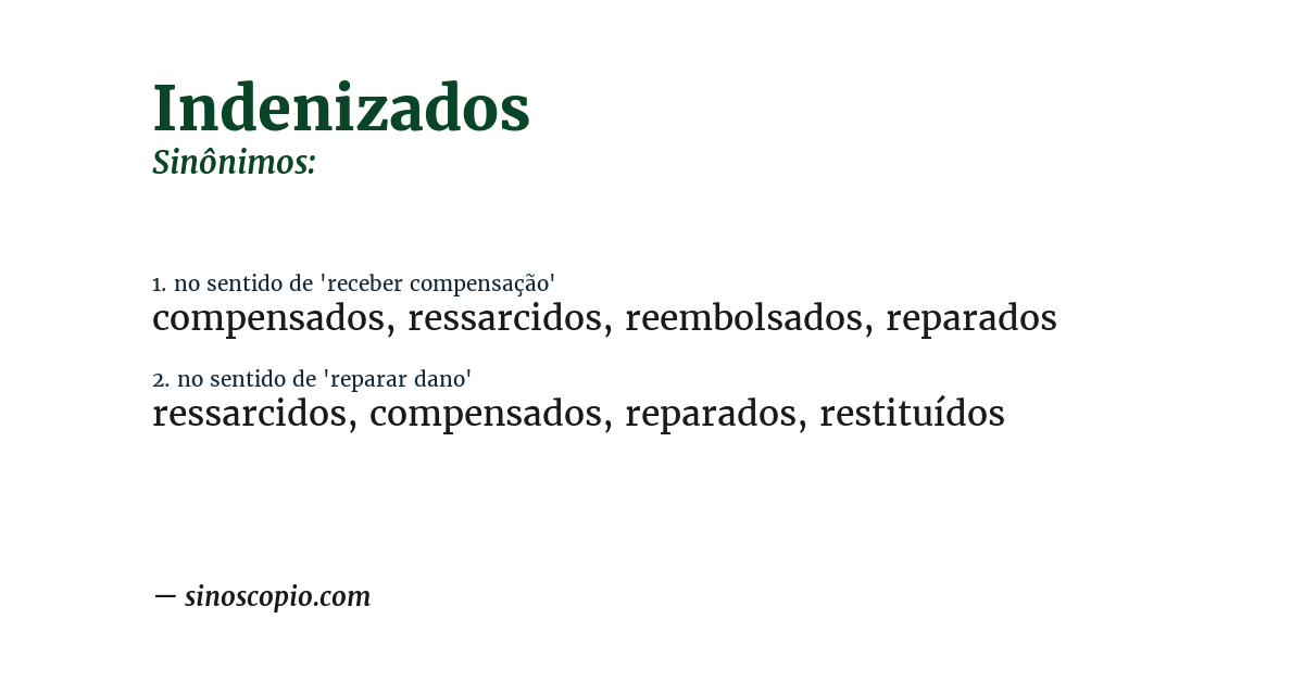 Sinônimo de indenizados