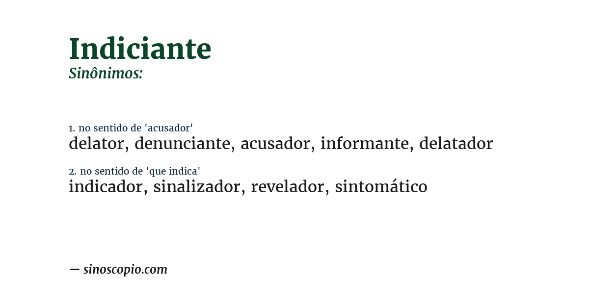 Sinônimo de indiciante