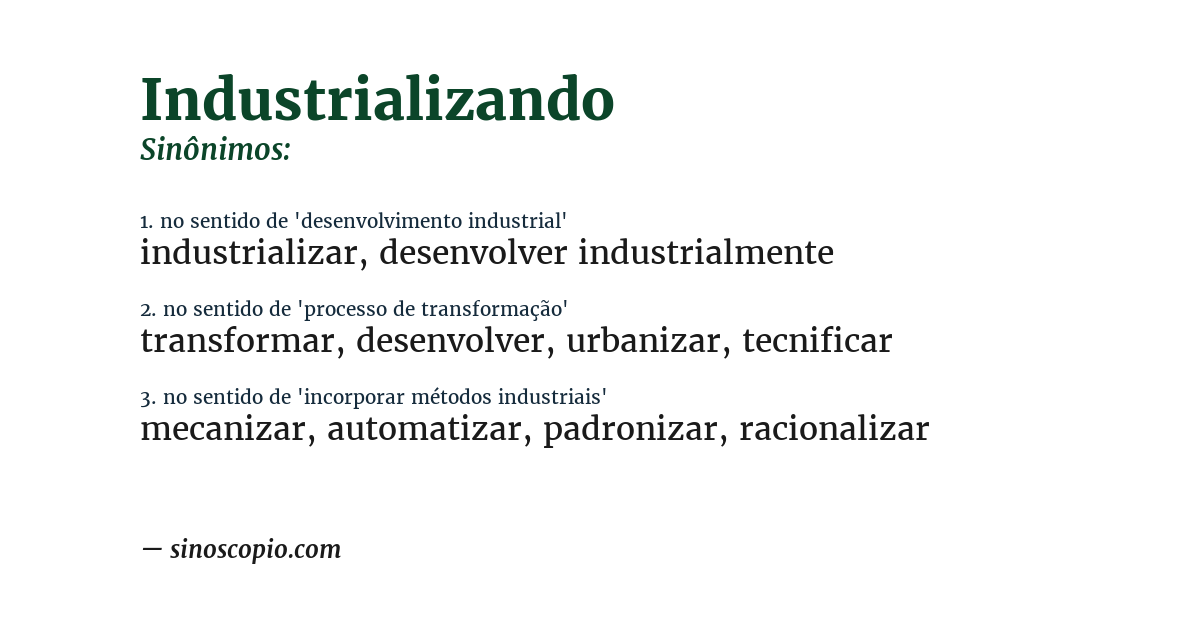 Sinônimo de industrializando