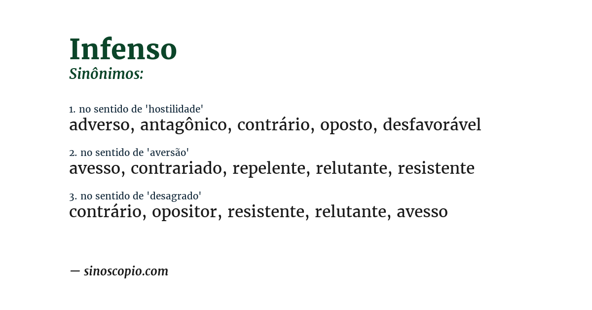 Sinônimo de infenso