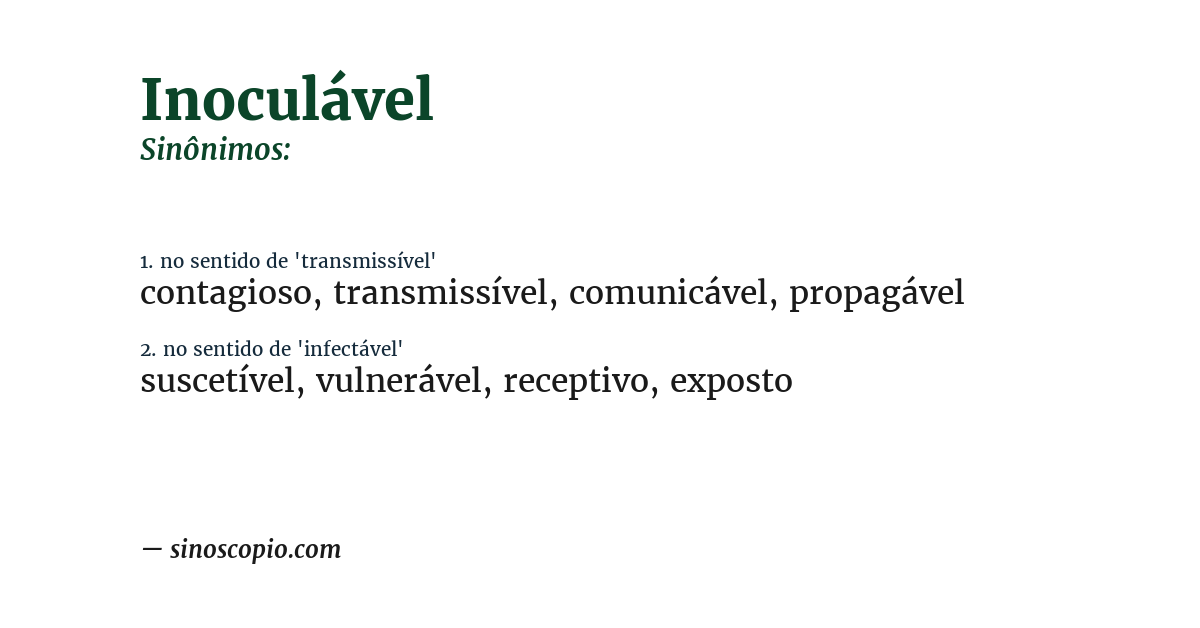 Sinônimo de inoculável