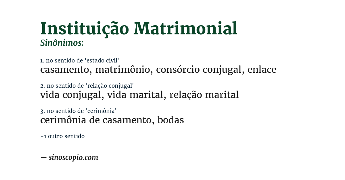 Sinônimo de instituição matrimonial