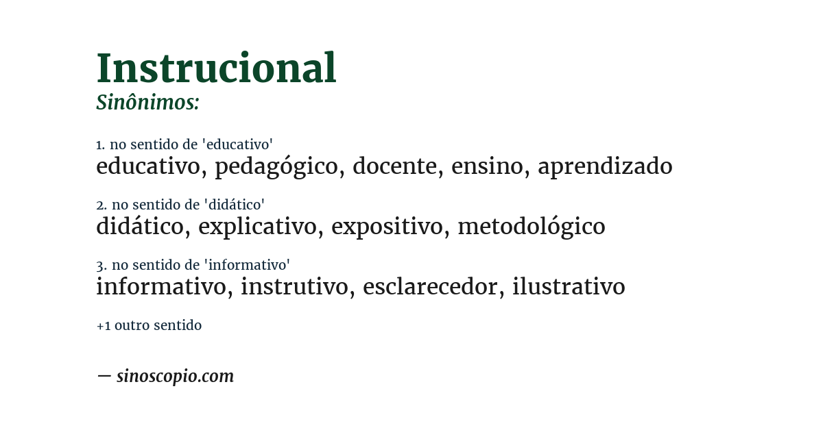 Sinônimo de instrucional